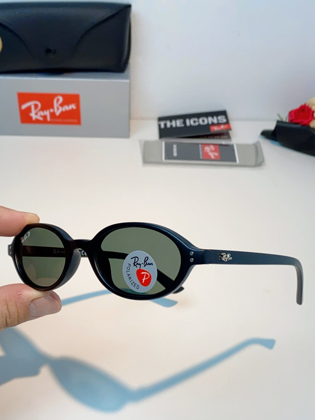 Ray-Ban RB4472 Polarized Oval Gray Lens Sunglasses for Men & Women - detail image 6