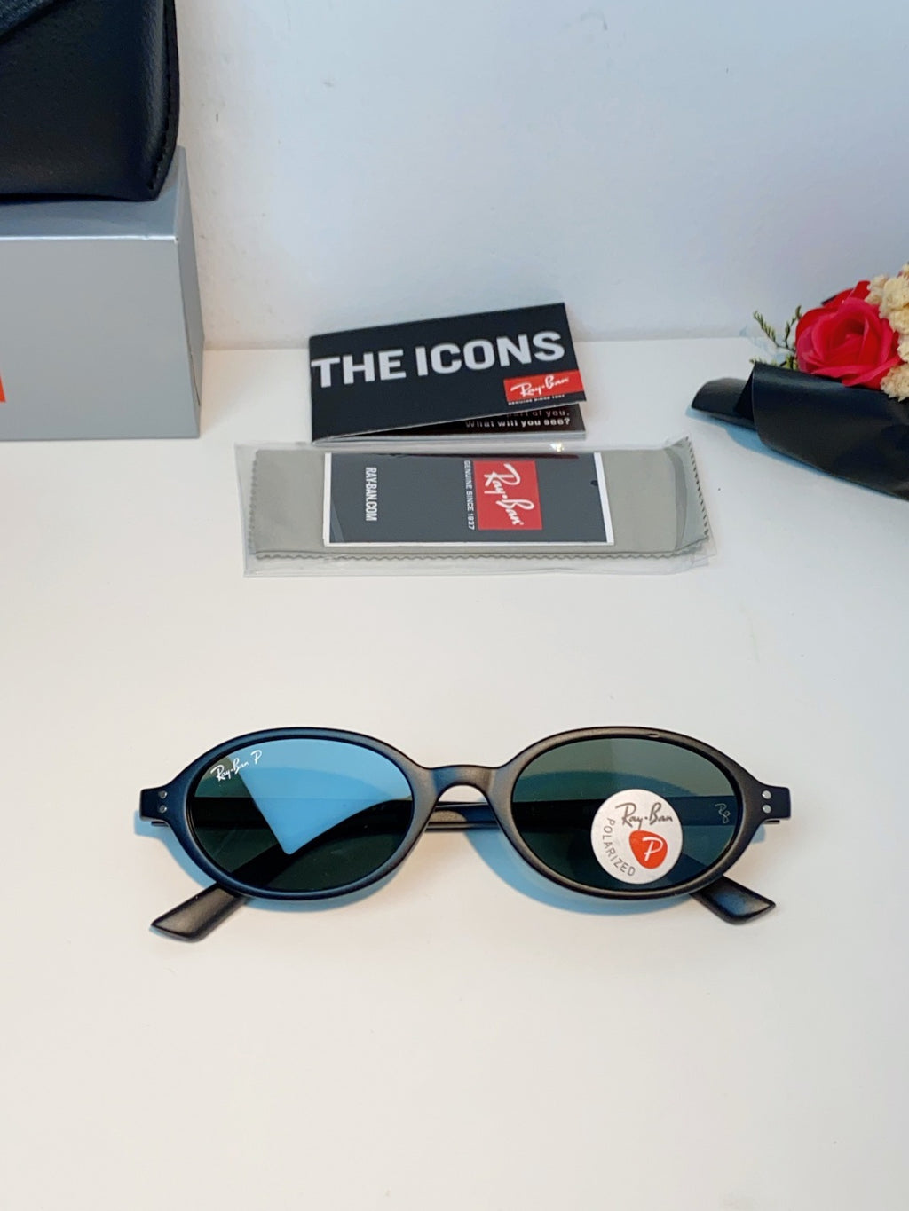 Ray-Ban RB4472 Polarized Oval Gray Lens Sunglasses for Men & Women - detail image 10