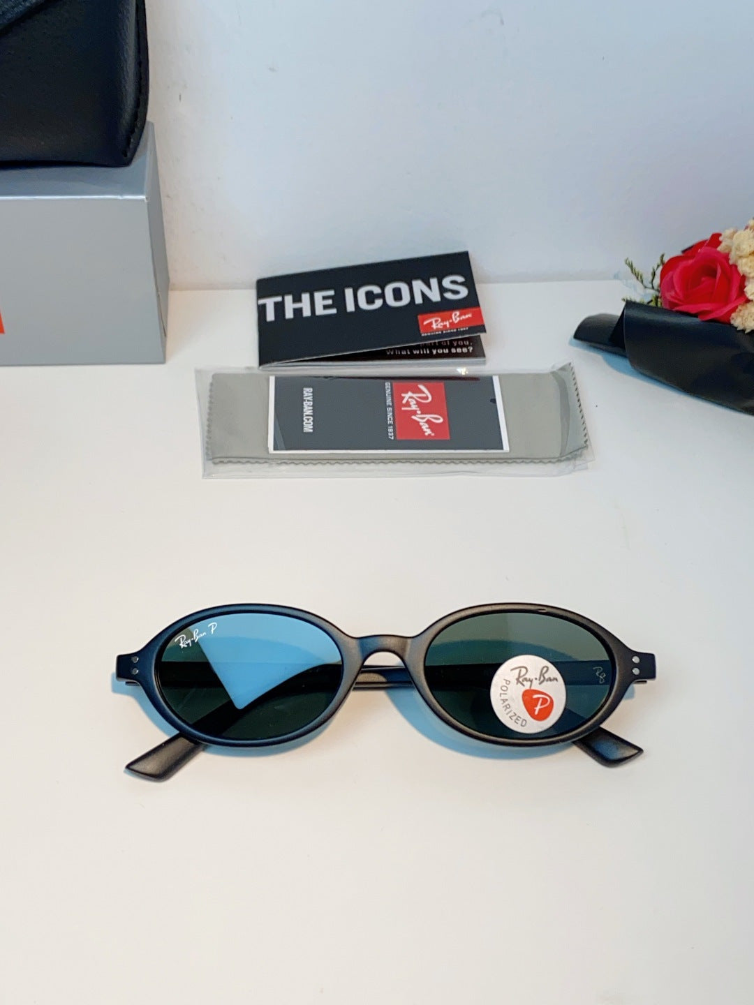 Ray-Ban RB4472 Polarized Oval Gray Lens Sunglasses for Men & Women - detail image 10