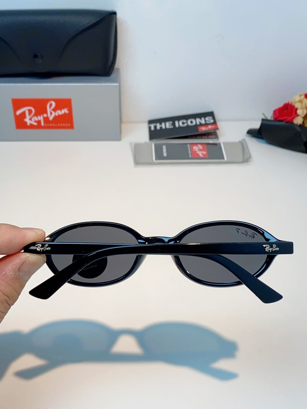 Ray-Ban RB4472 Polarized Oval Silver Lens Sunglasses for Men & Women - detail image 5