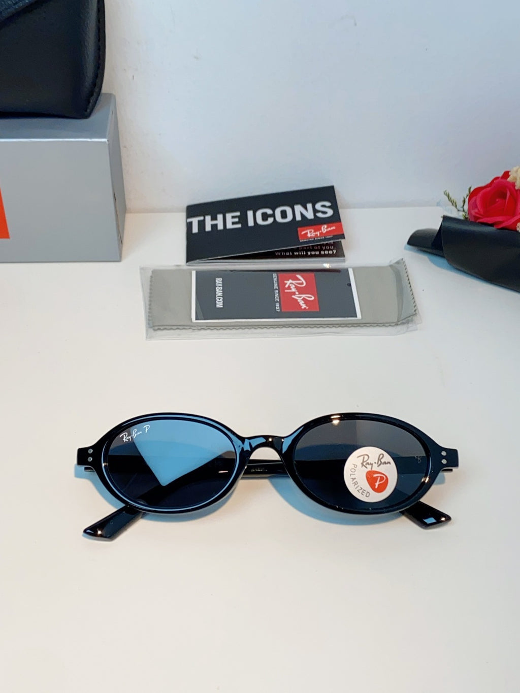 Ray-Ban RB4472 Polarized Oval Silver Lens Sunglasses for Men & Women - detail image 10
