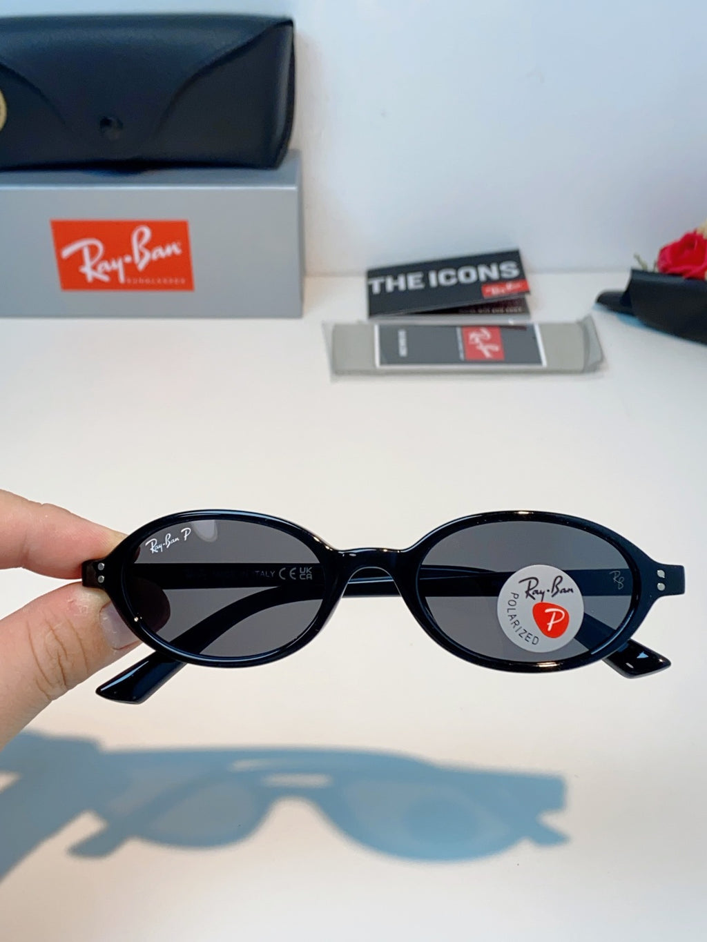 Ray-Ban RB4472 Polarized Oval Silver Lens Sunglasses for Men & Women - detail image 4