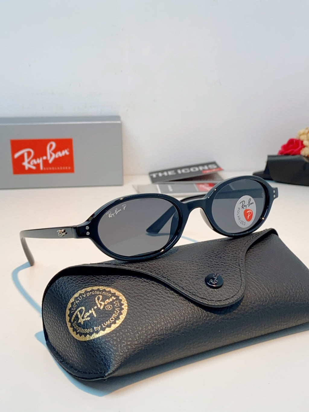Ray-Ban RB4472 Polarized Oval Silver Lens Sunglasses for Men & Women - detail image 11
