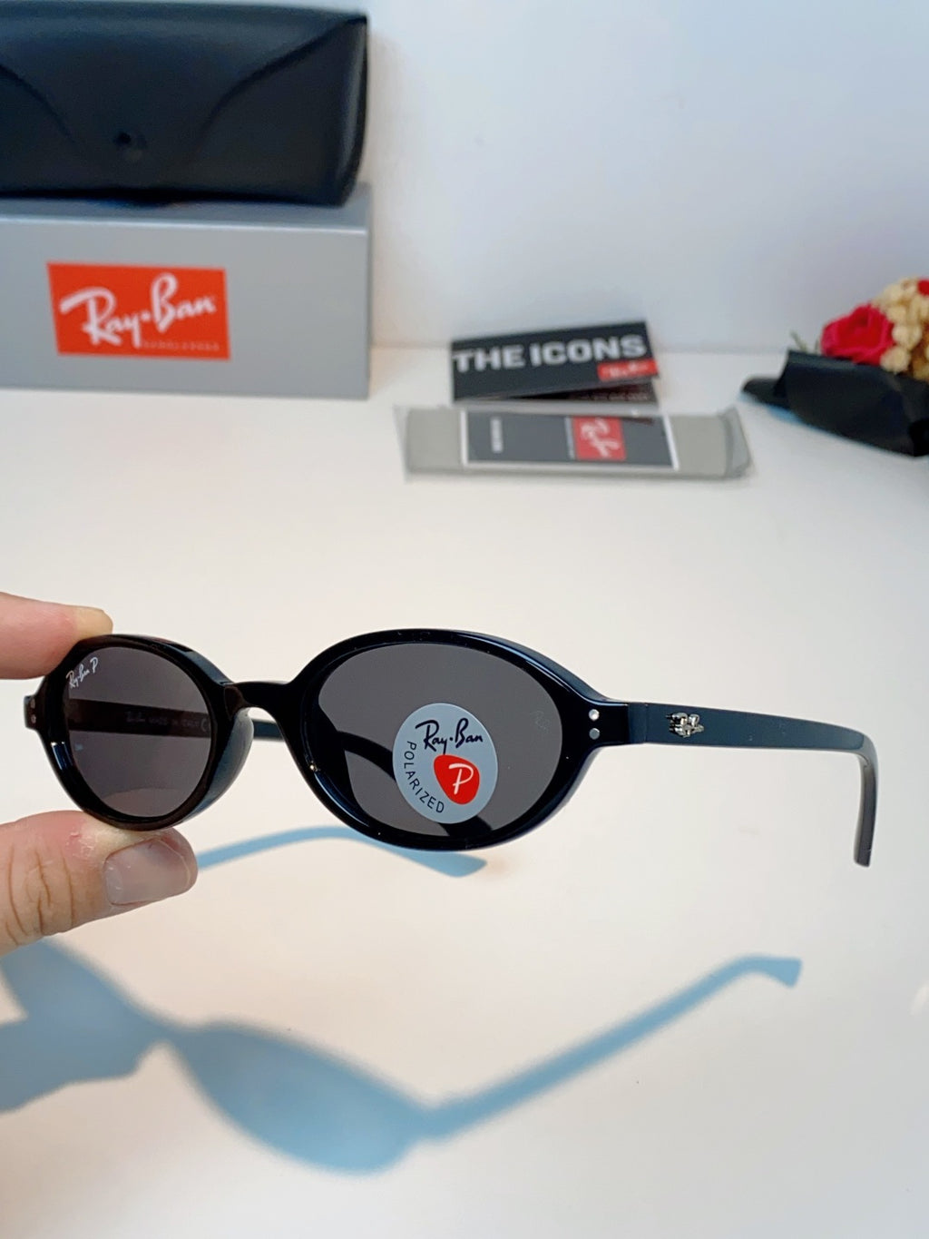 Ray-Ban RB4472 Polarized Oval Silver Lens Sunglasses for Men & Women - detail image 6