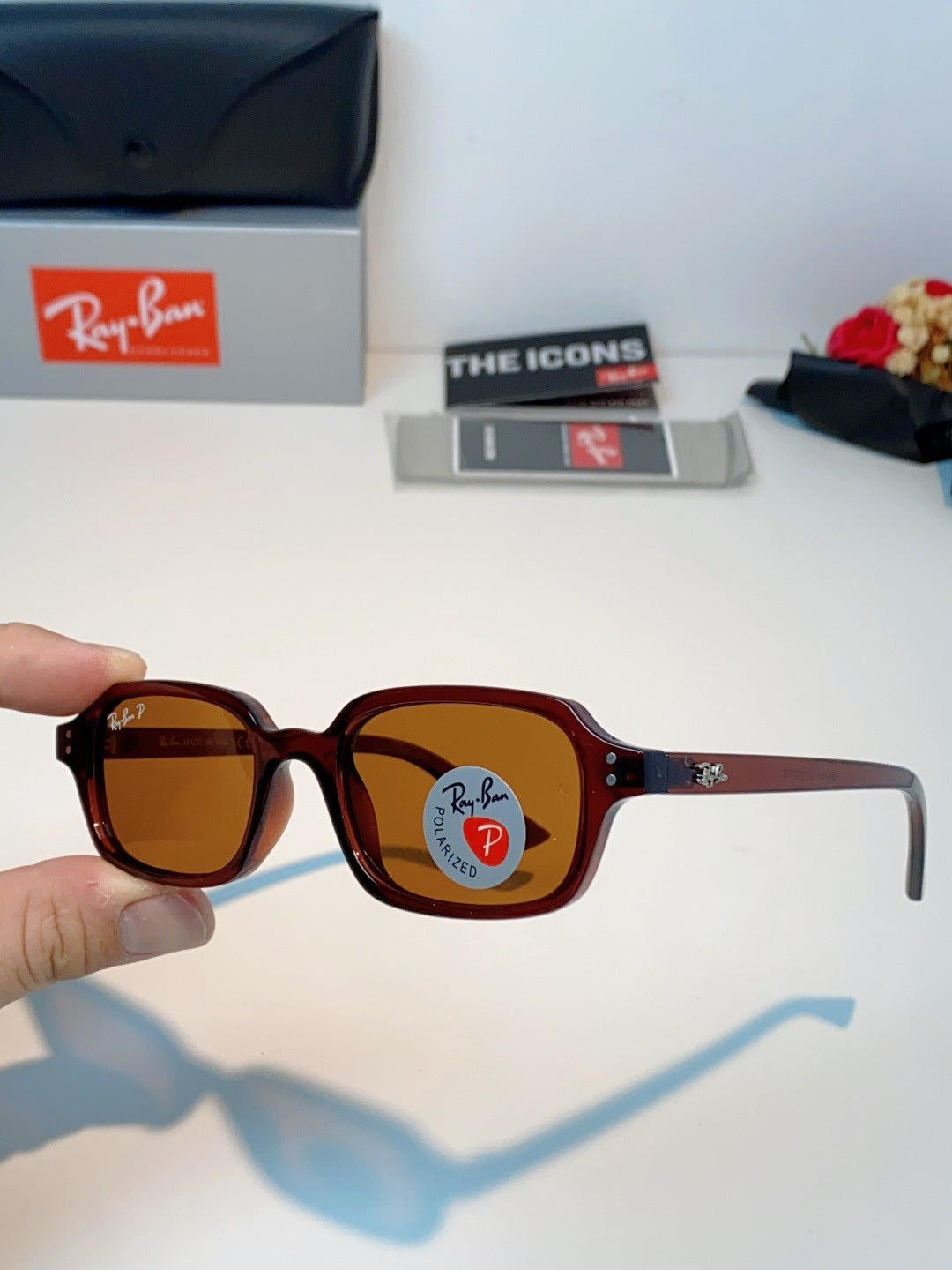 Ray-Ban RB4455 Polarized Square Brown Lens Sunglasses for Men & Women - detail image 6