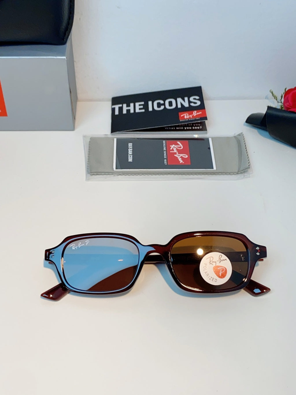 Ray-Ban RB4455 Polarized Square Brown Lens Sunglasses for Men & Women - detail image 10
