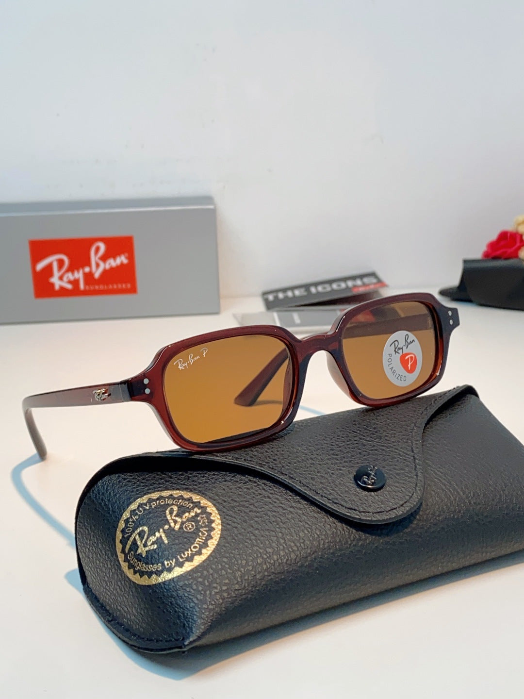 Ray-Ban RB4455 Polarized Square Brown Lens Sunglasses for Men & Women - detail image 11