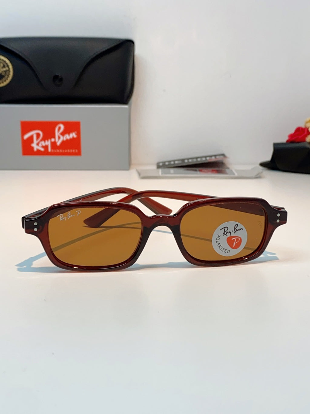 Ray-Ban RB4455 Polarized Square Brown Lens Sunglasses for Men & Women - detail image 2