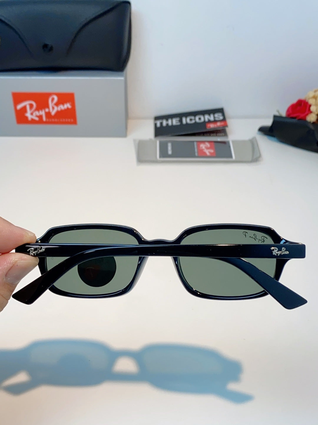 Ray-Ban RB4455 Polarized Square Silver Lens Sunglasses for Men & Women - detail image 5