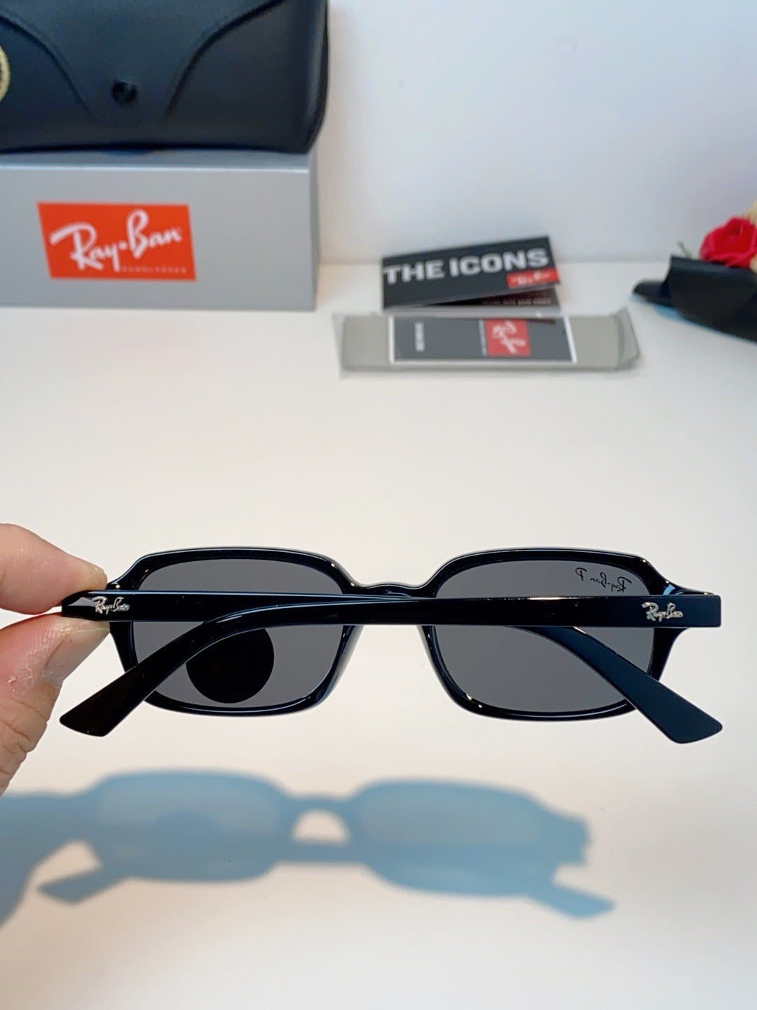 Ray-Ban RB4455 Polarized Square Black Lens Sunglasses for Men & Women - detail image 5