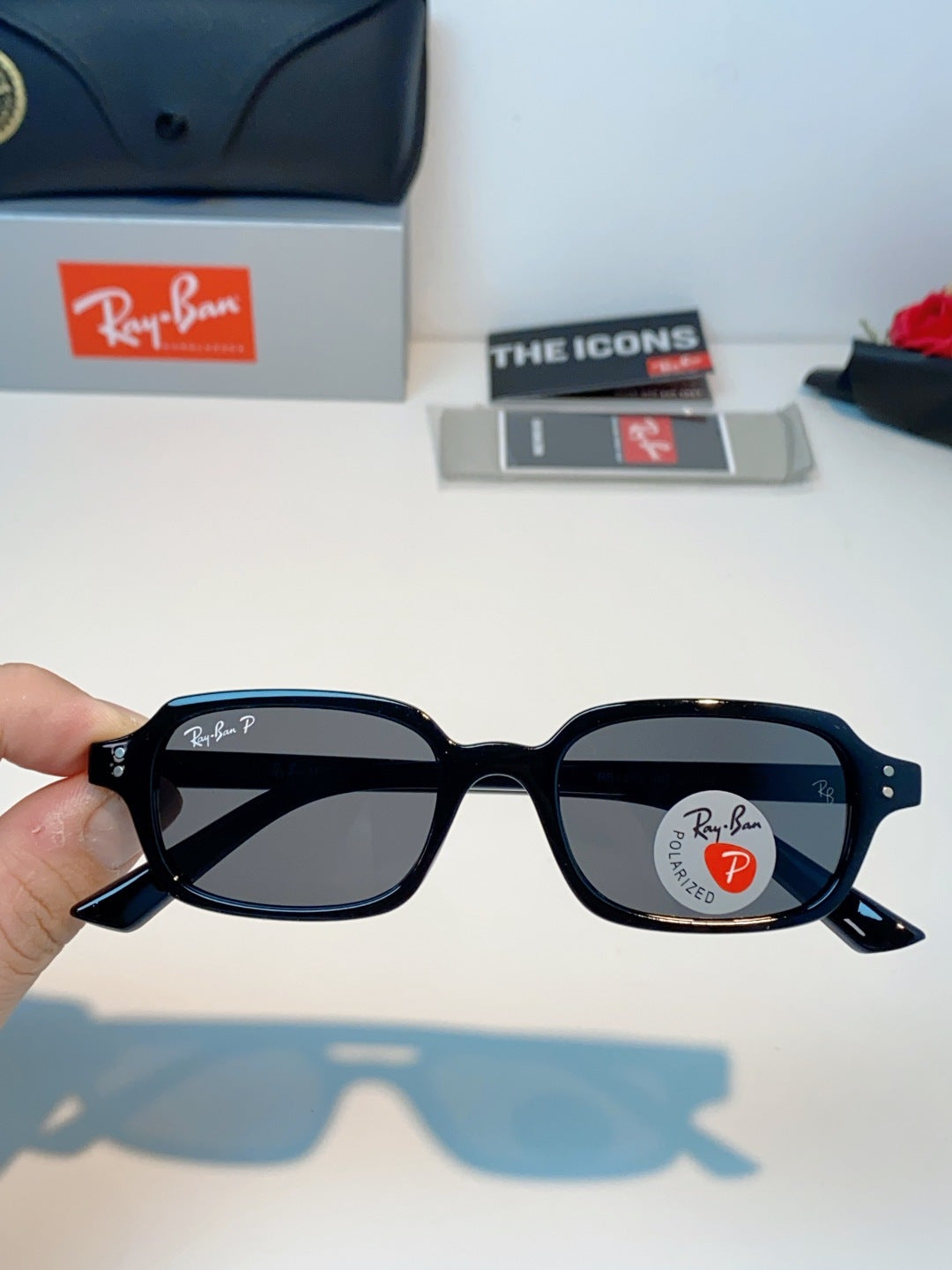 Ray-Ban RB4455 Polarized Square Black Lens Sunglasses for Men & Women - detail image 4