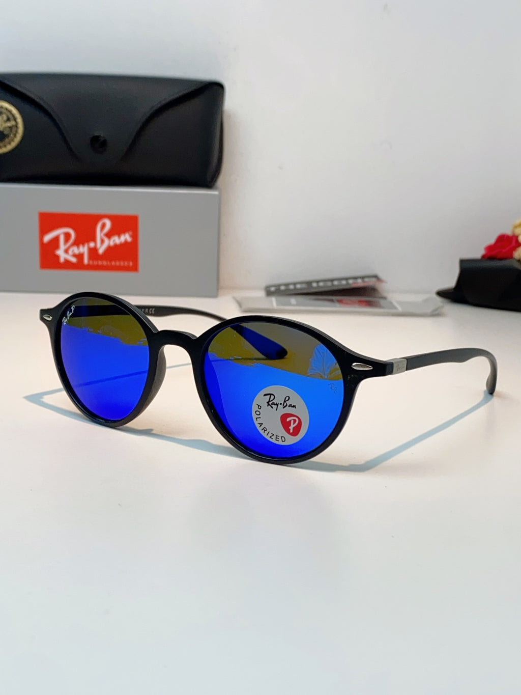Ray-Ban Polarized Round Blue Lens Sunglasses for Men & Women