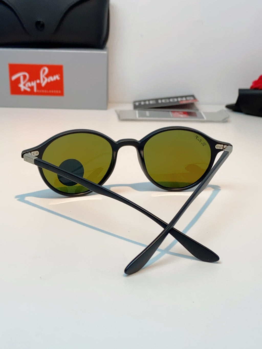 Ray-Ban Polarized Round Blue Lens Sunglasses for Men & Women - detail image 3