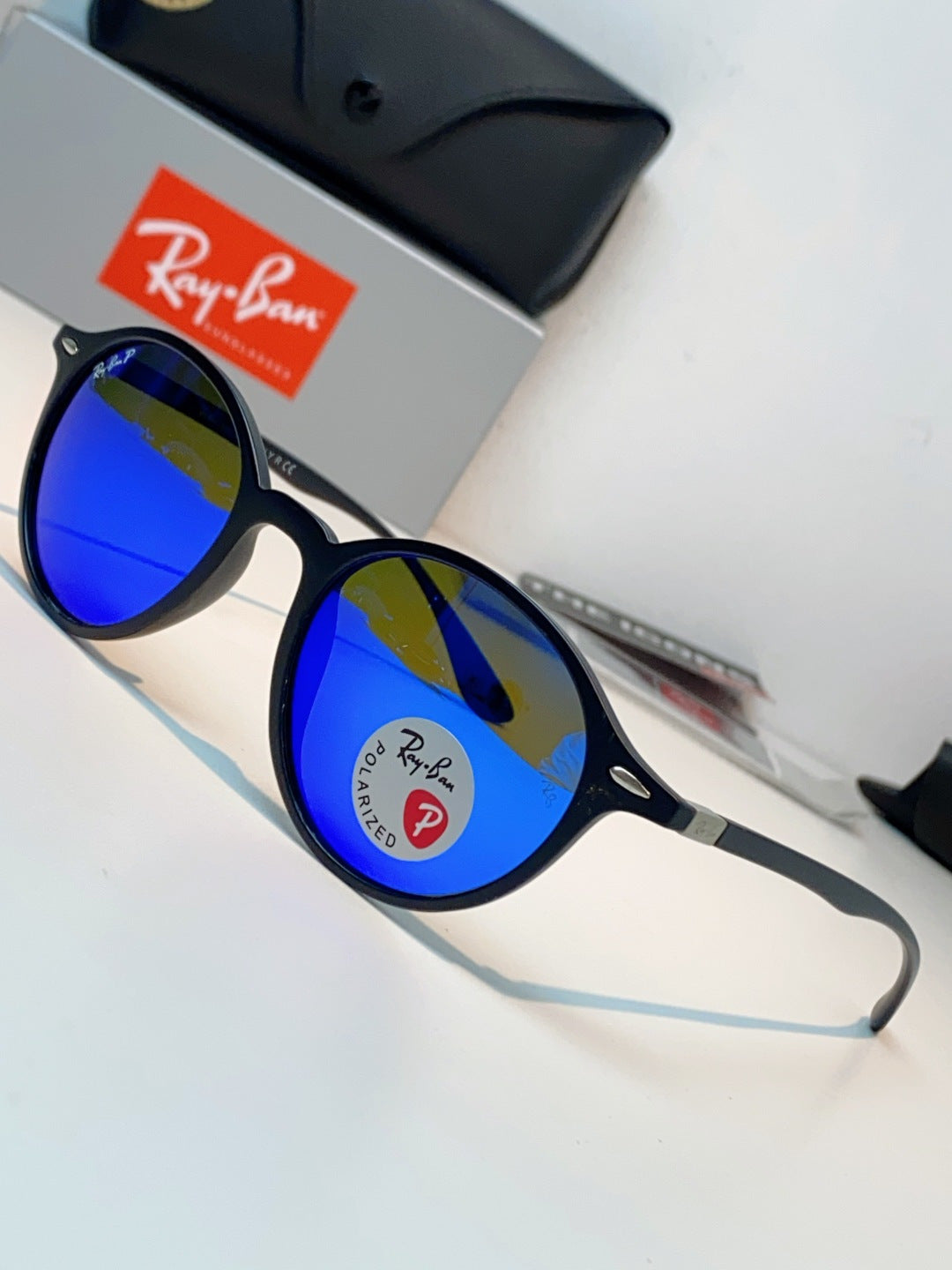 Ray-Ban Polarized Round Blue Lens Sunglasses for Men & Women - detail image 7