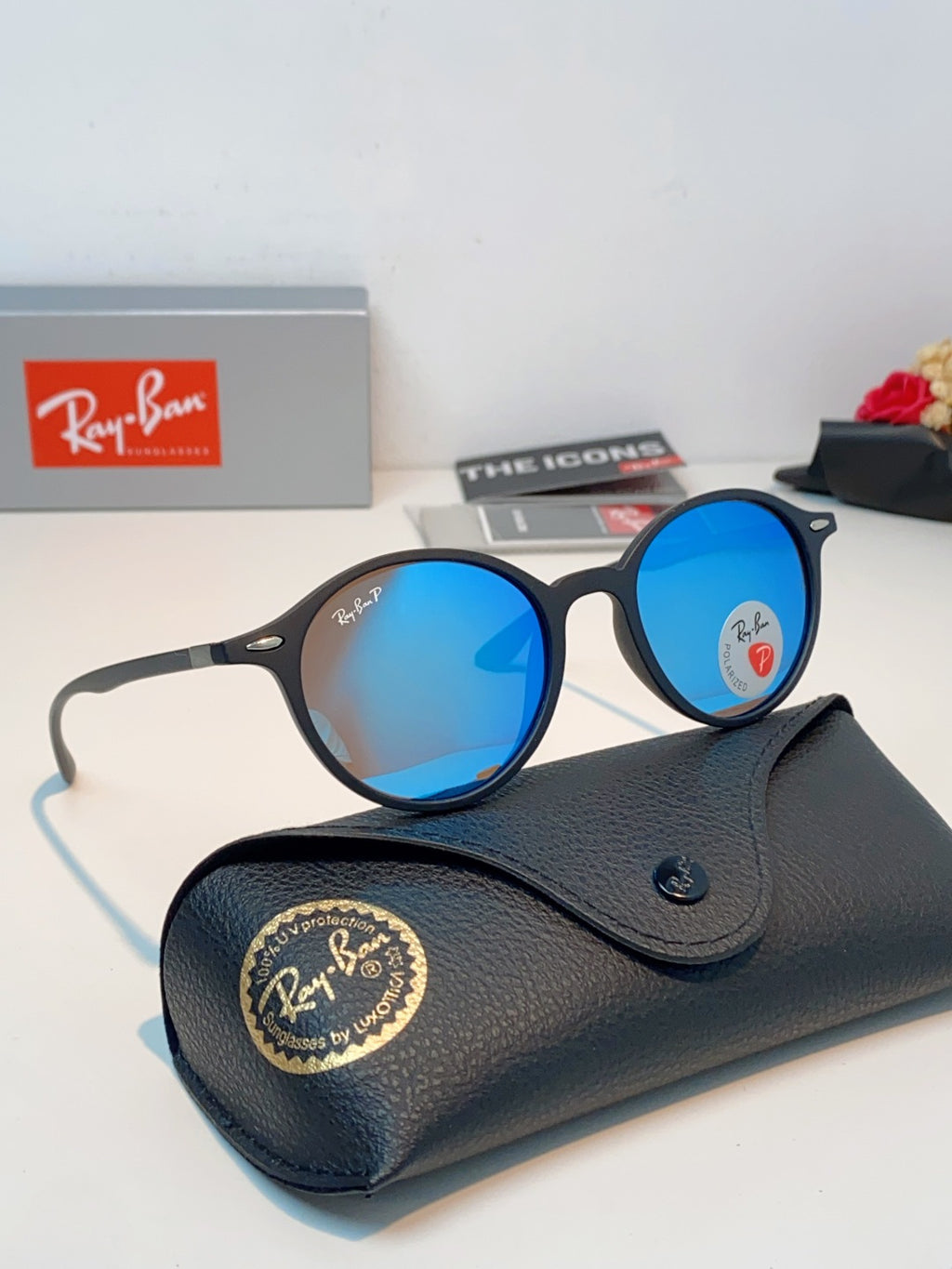 Ray-Ban Polarized Round Blue Lens Sunglasses for Men & Women - 450091 - detail image 11