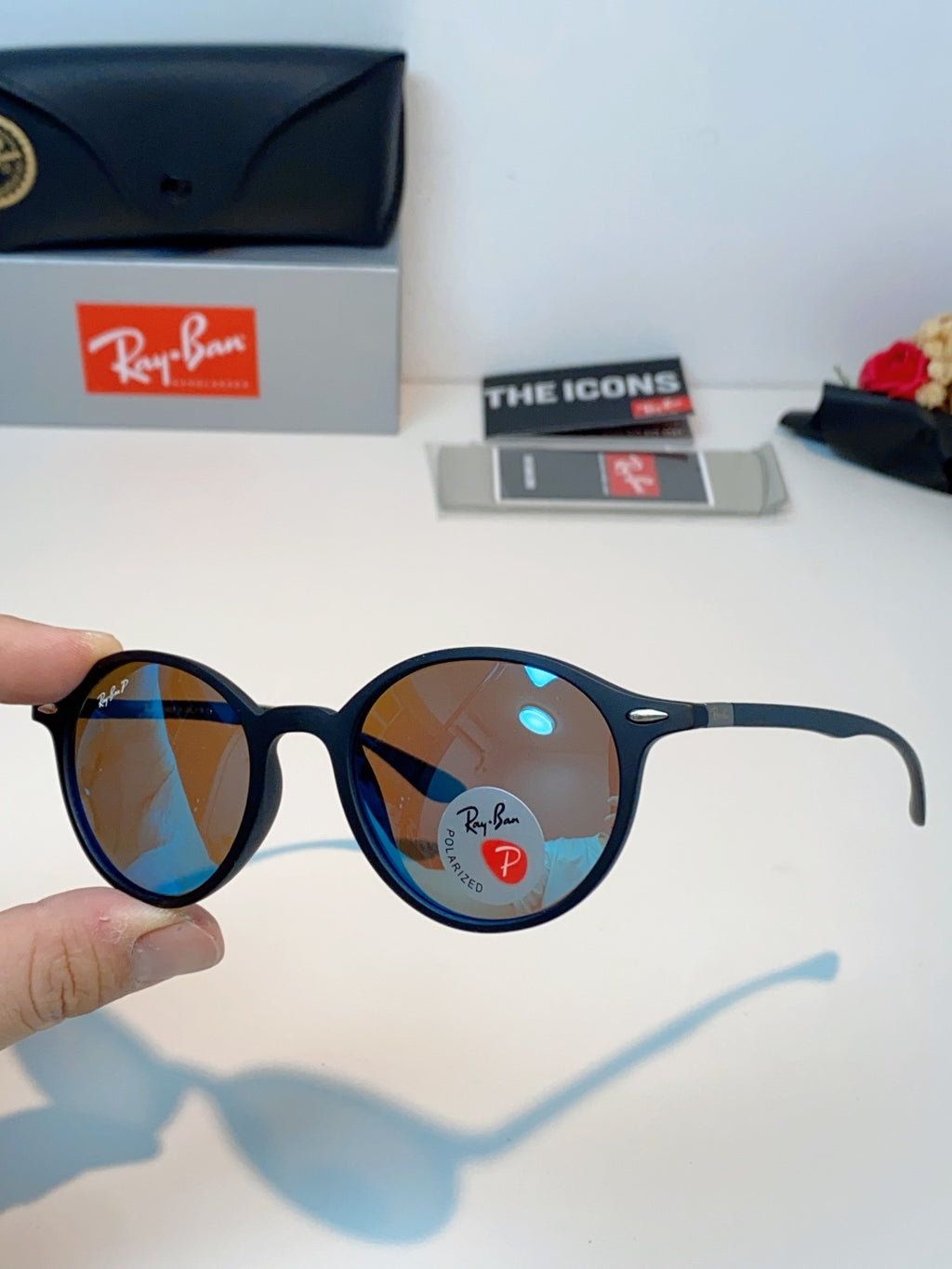 Ray-Ban Polarized Round Blue Lens Sunglasses for Men & Women - 450091 - detail image 6