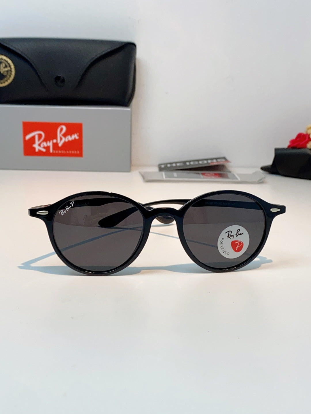 Ray-Ban Polarized Round Black Lens Sunglasses for Men & Women - detail image 2