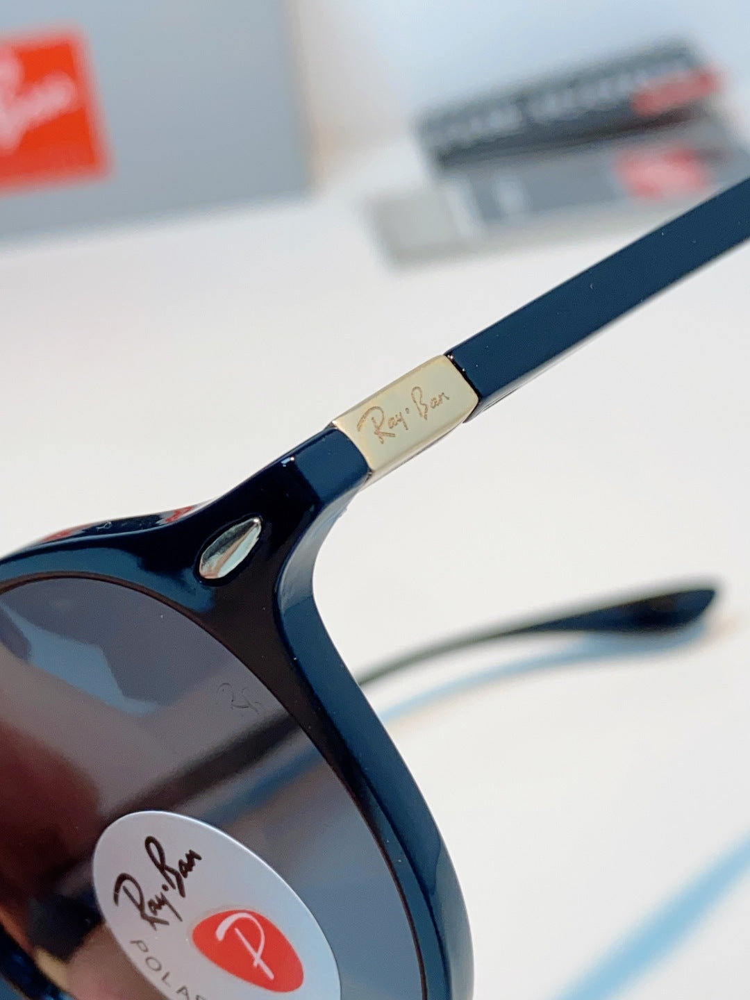 Ray-Ban Polarized Round Black Lens Sunglasses for Men & Women - detail image 8