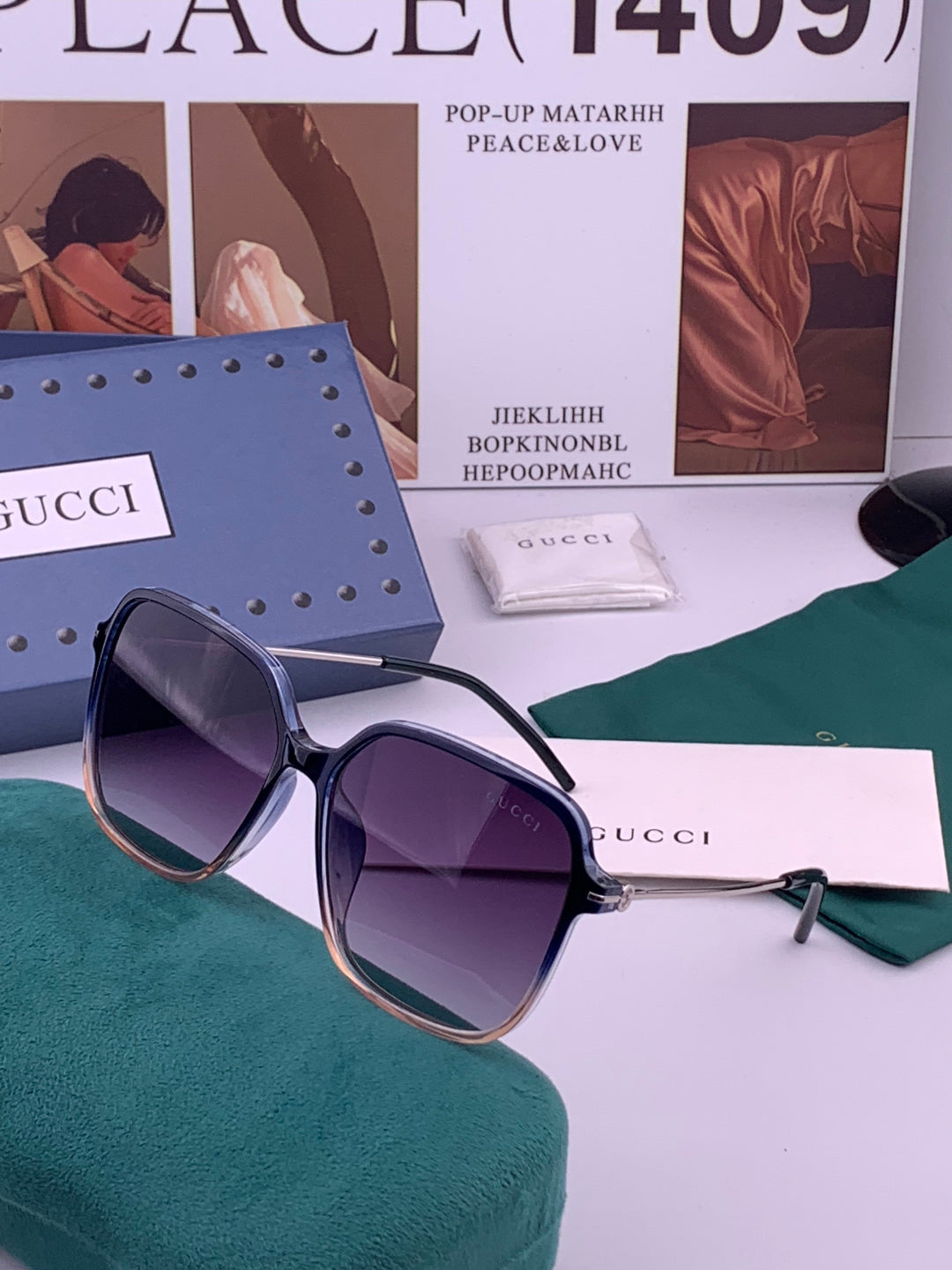 Gucci G9747 Polarized Round Black Lens Sunglasses for Women - 382124