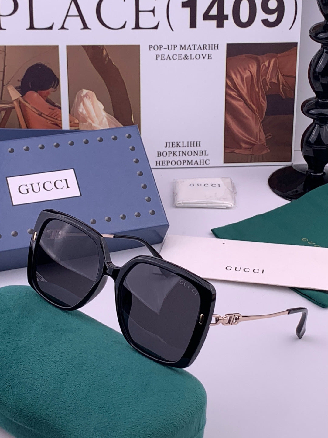 Gucci G9750 Polarized Square Red Lens Sunglasses for Women - 382088 - detail image 2