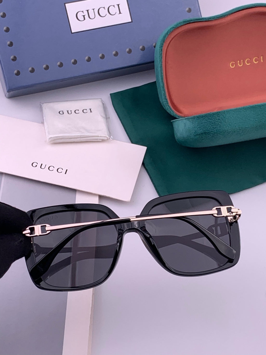 Gucci G9750 Polarized Square Red Lens Sunglasses for Women - 382088 - detail image 4