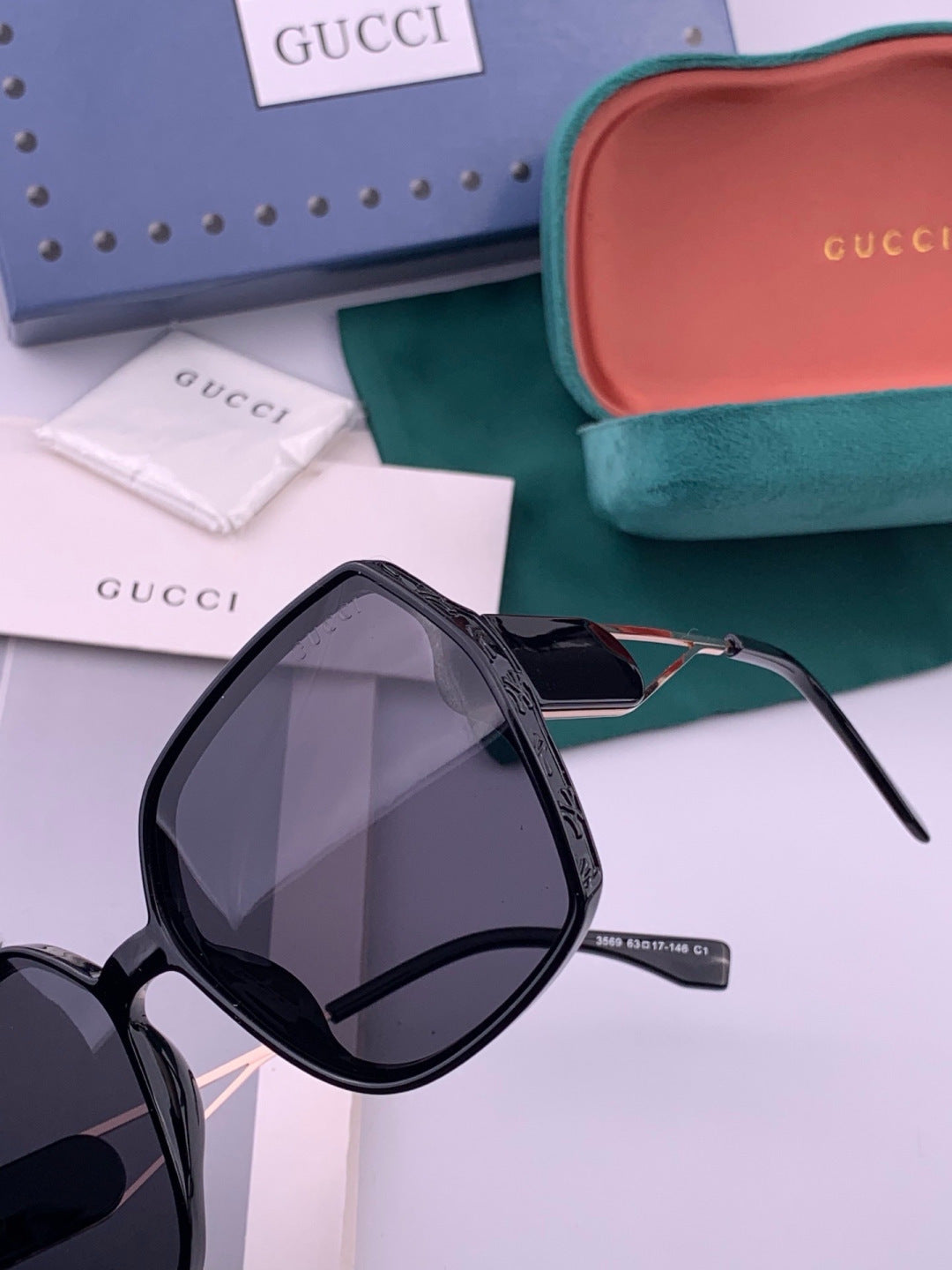 Gucci G9356 Polarized Round Gold Lens Sunglasses for Women - 382098 - detail image 2