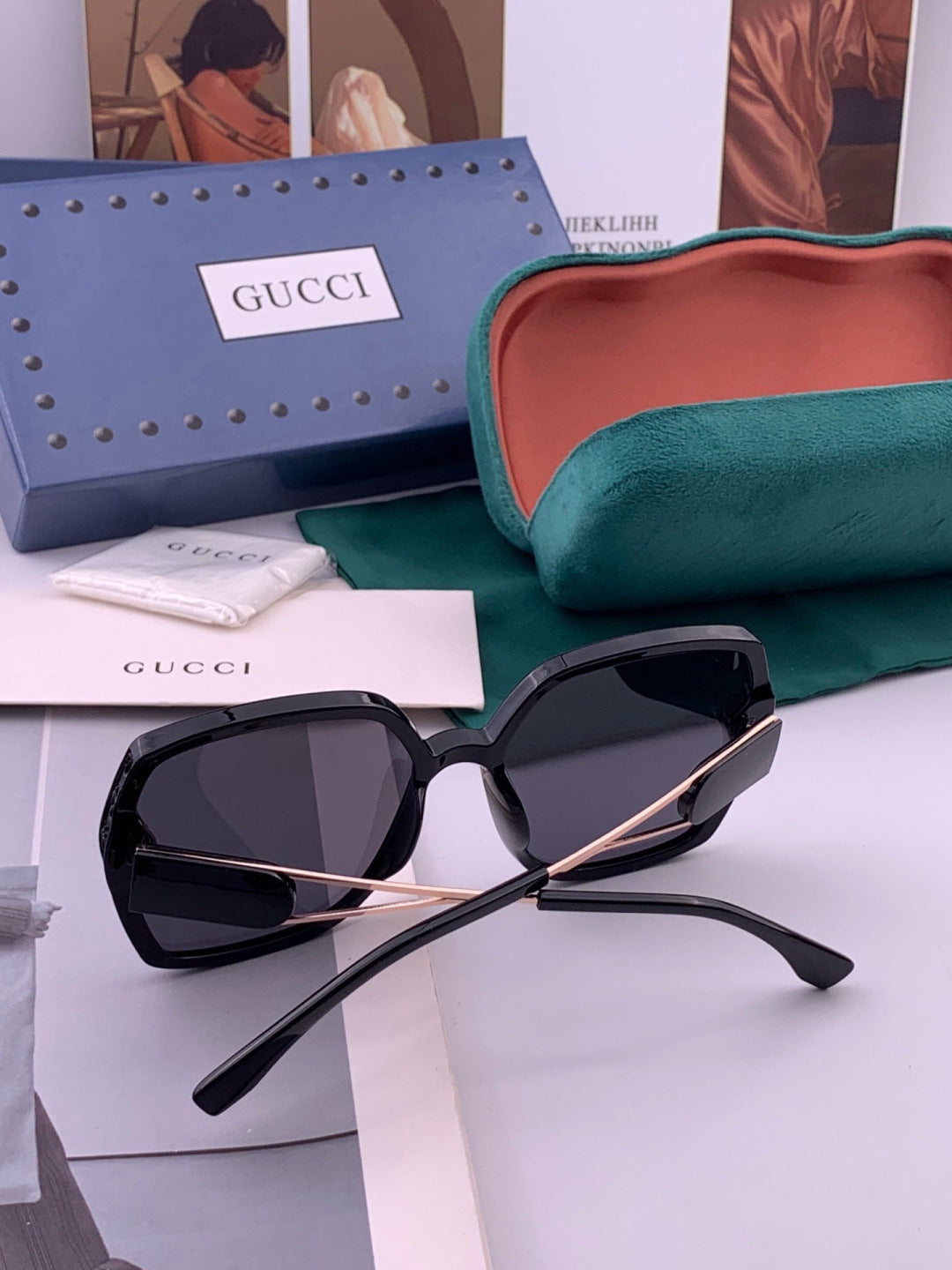 Gucci G9356 Polarized Round Gold Lens Sunglasses for Women - 382098 - detail image 5