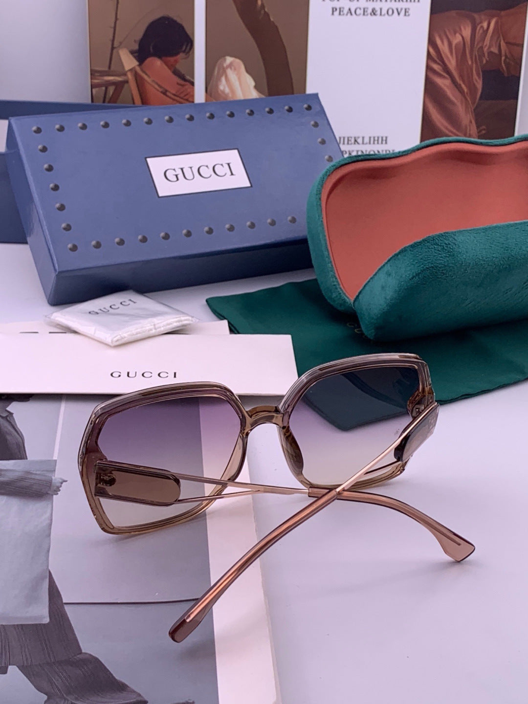Gucci G9356 Polarized Round Blue Lens Sunglasses for Women - 382099 - detail image 6