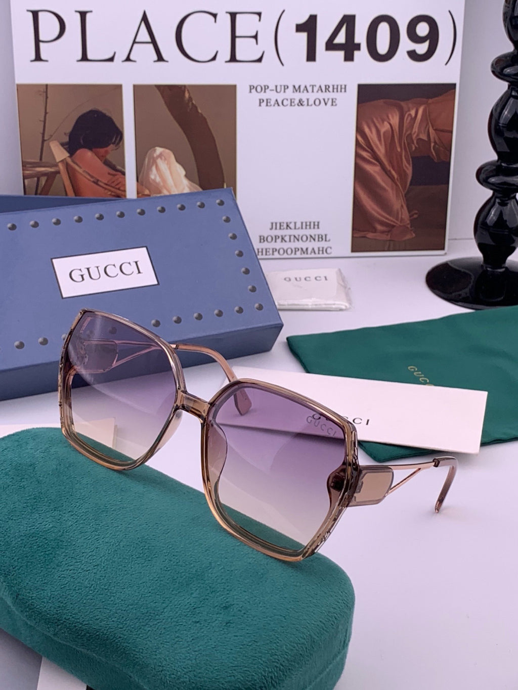 Gucci G9356 Polarized Round Blue Lens Sunglasses for Women - 382099 - detail image 2