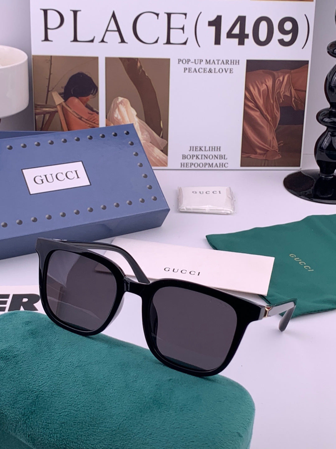 Gucci G4613 Polarized Square Black Lens Sunglasses for Women - 382104