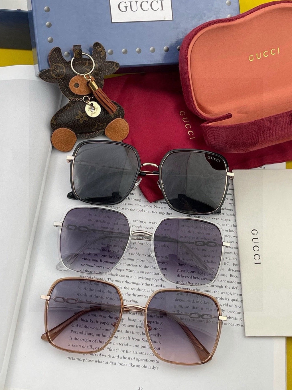 Gucci G5822 Polarized Oversized Red Lens Sunglasses for Men & Women - detail image 6