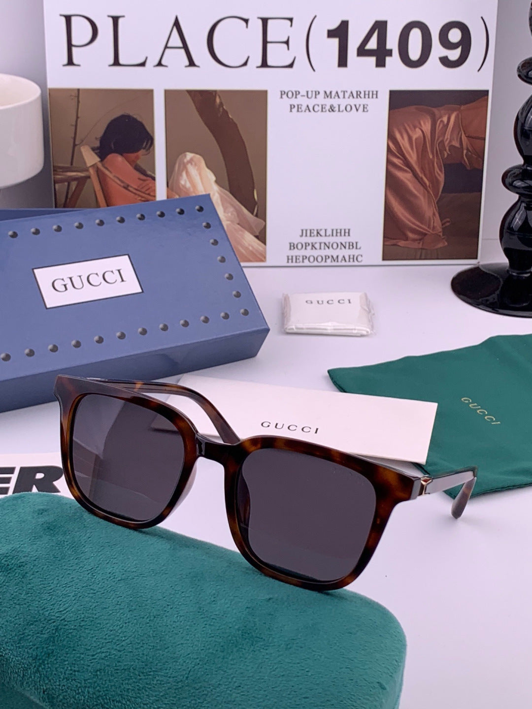 Gucci G4613 Polarized Square Black Lens Sunglasses for Women - 382023 - detail image 2