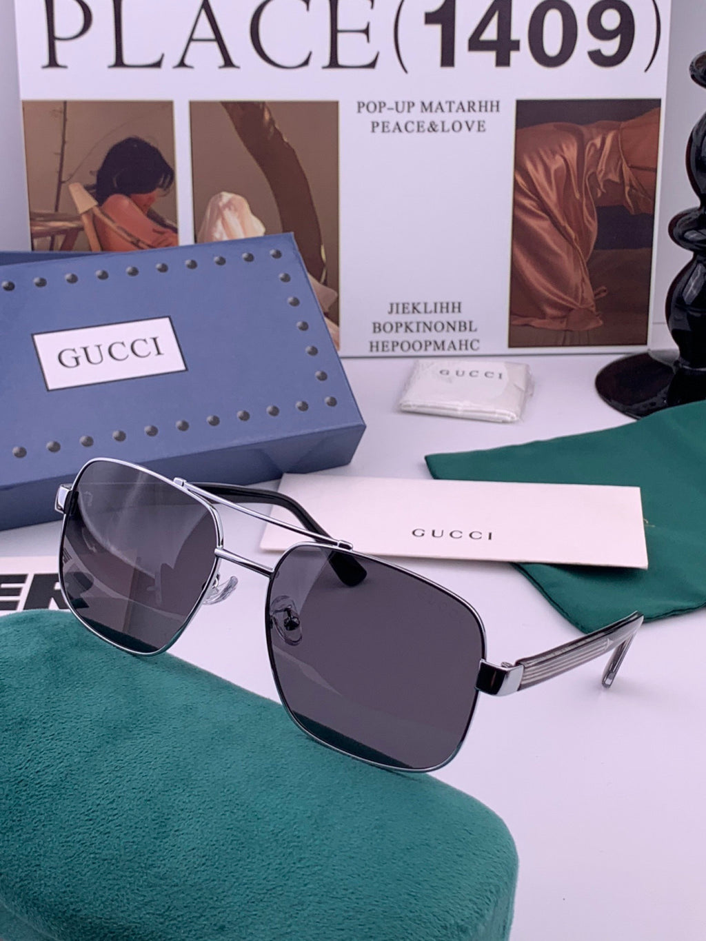 Gucci G2880 Polarized Aviator Black Lens Sunglasses for Men & Women - detail image 6