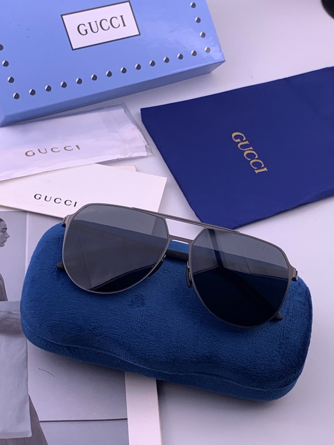 Gucci G2380 Polarized Aviator Orange Lens Sunglasses for Men - 381976 - detail image 5