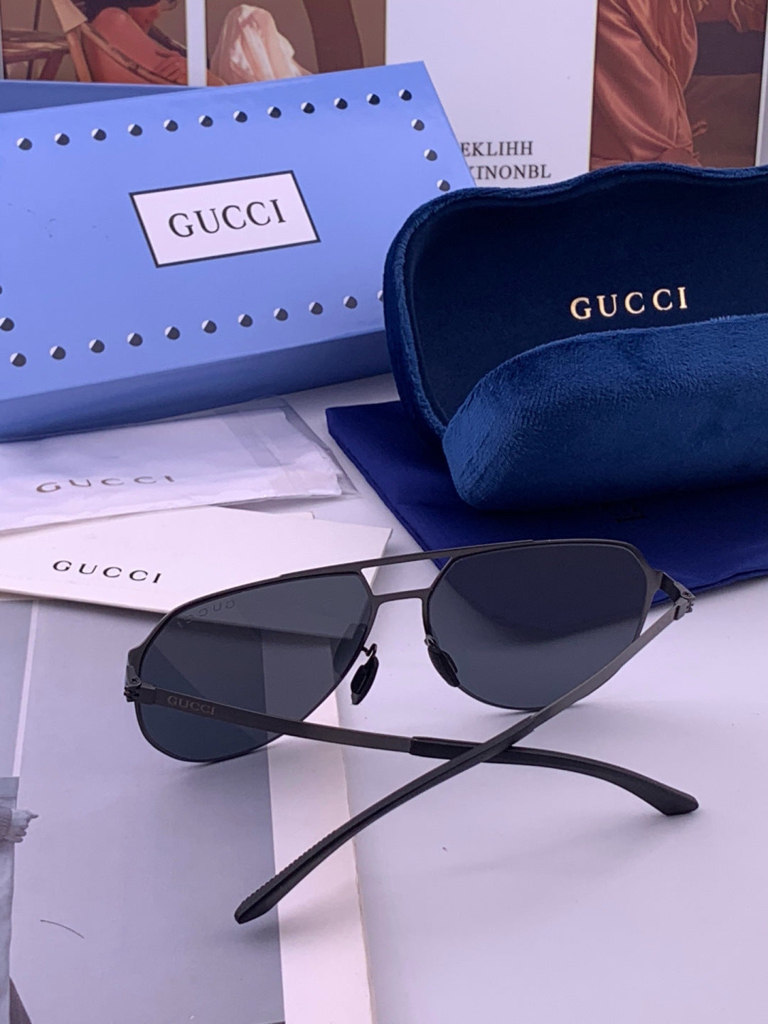 Gucci G2380 Polarized Aviator Orange Lens Sunglasses for Men - 381976 - detail image 7