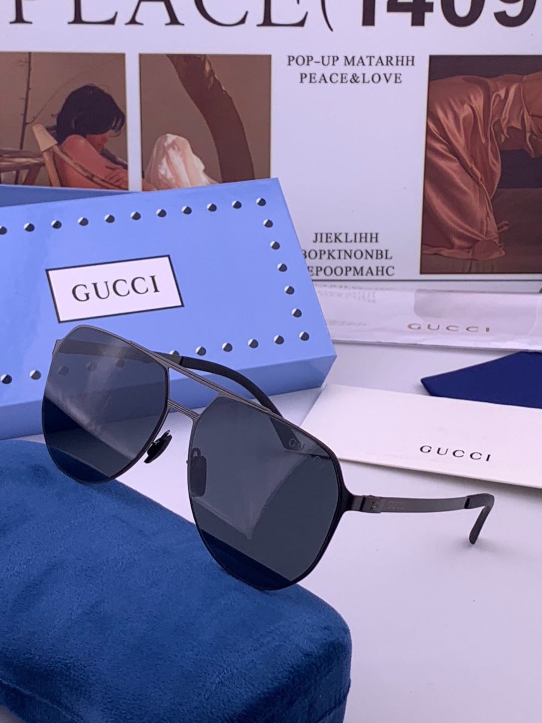 Gucci G2380 Polarized Aviator Orange Lens Sunglasses for Men - 381976 - detail image 2