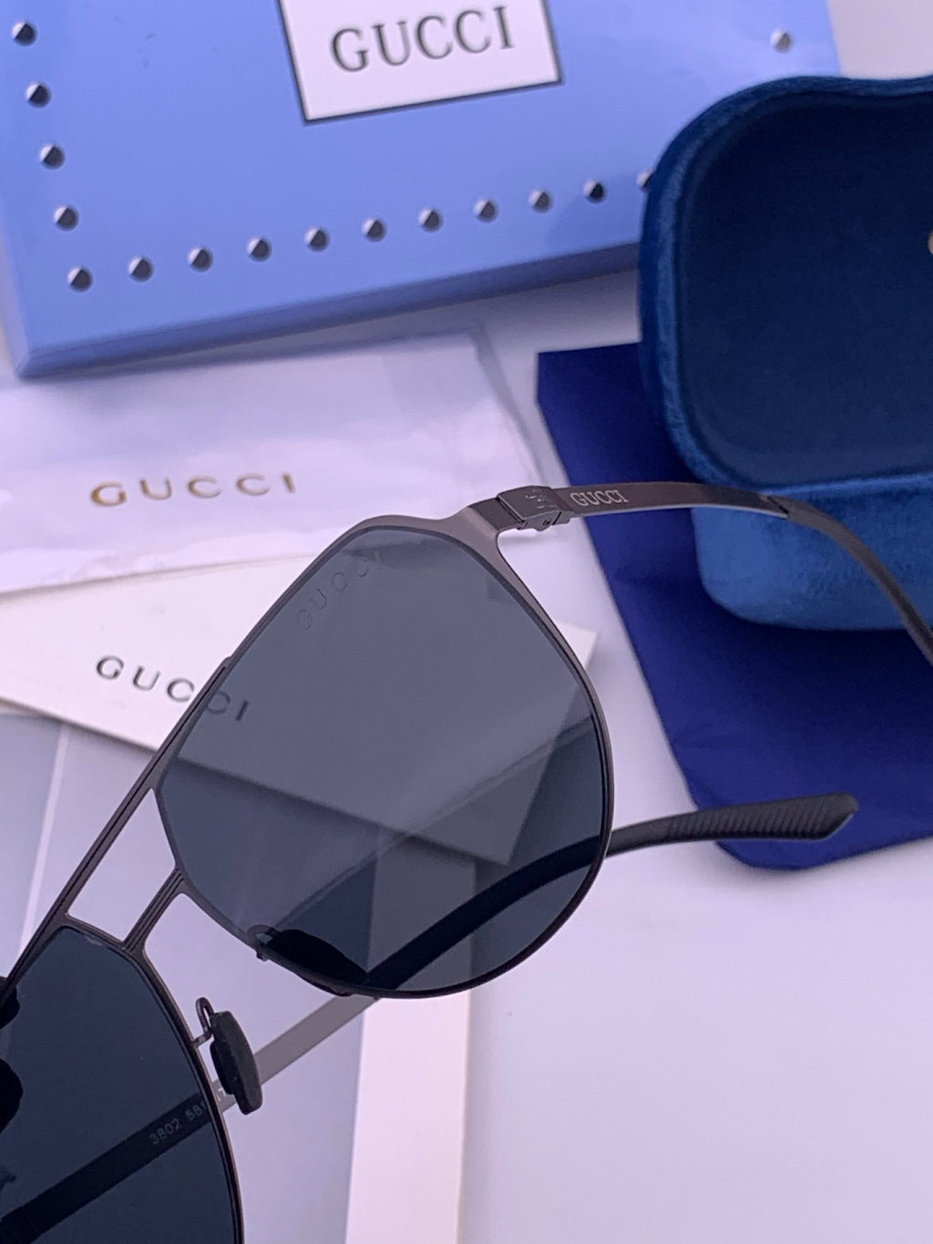 Gucci G2380 Polarized Aviator Orange Lens Sunglasses for Men - 381976 - detail image 3
