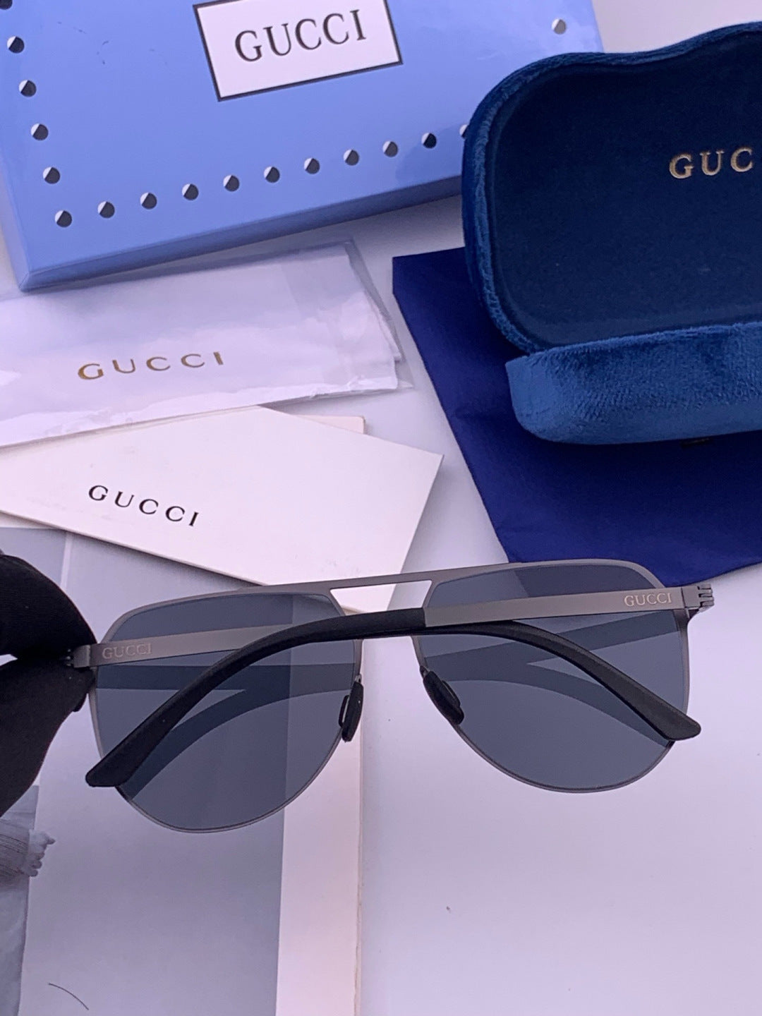 Gucci G2380 Polarized Aviator Orange Lens Sunglasses for Men - 381976 - detail image 4