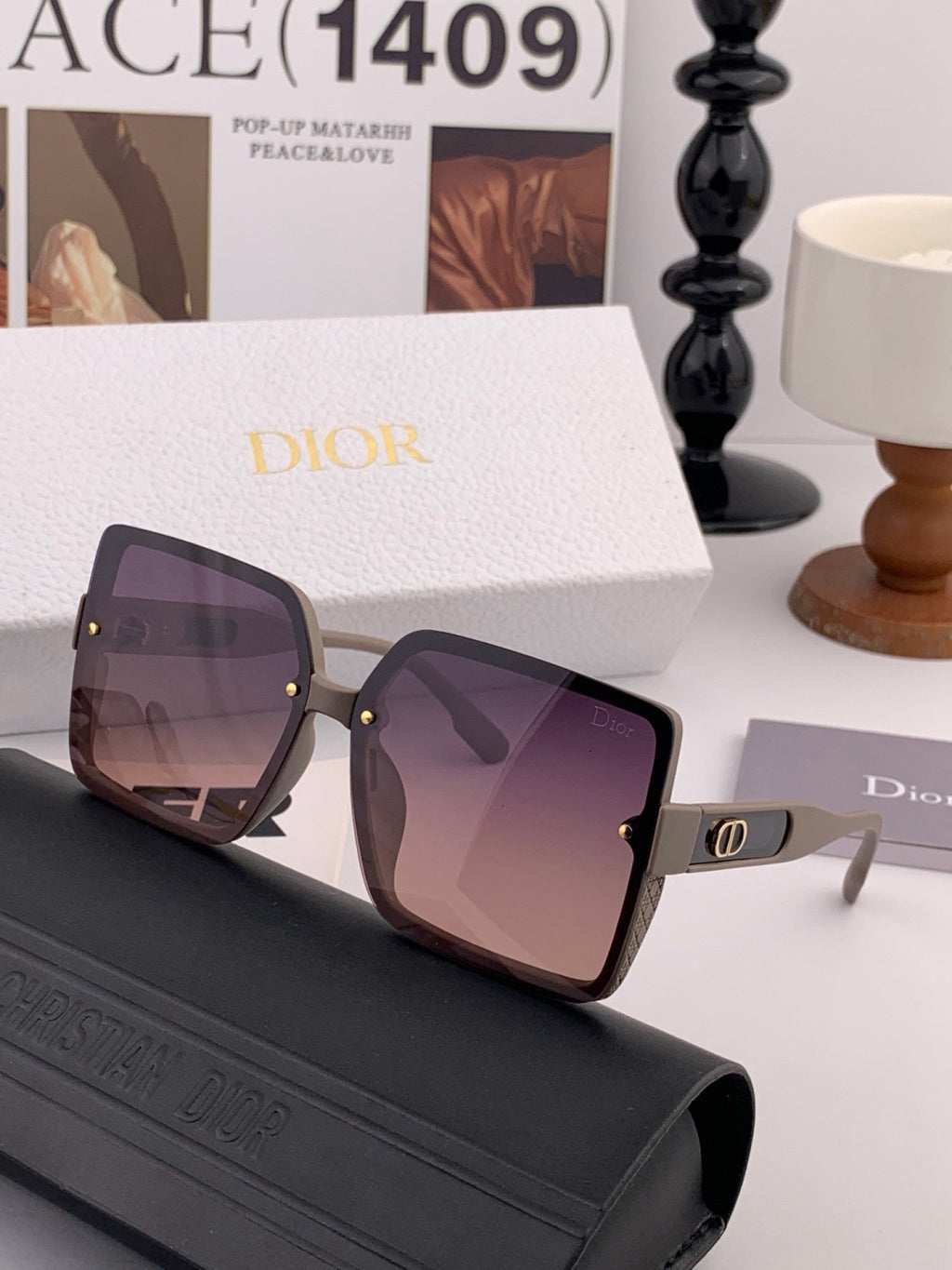 Dior CD2727 Polarized Square Red Lens Sunglasses for Women - 398693 - detail image 3