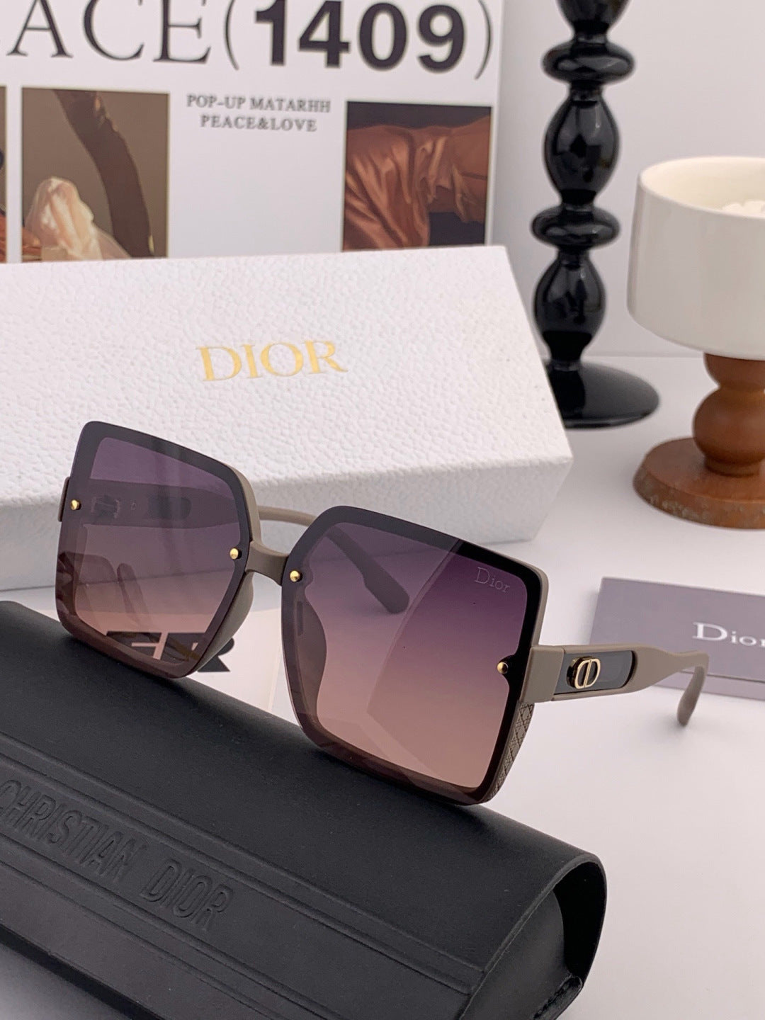 Dior CD2727 Polarized Square Red Lens Sunglasses for Women - 398693 - detail image 3