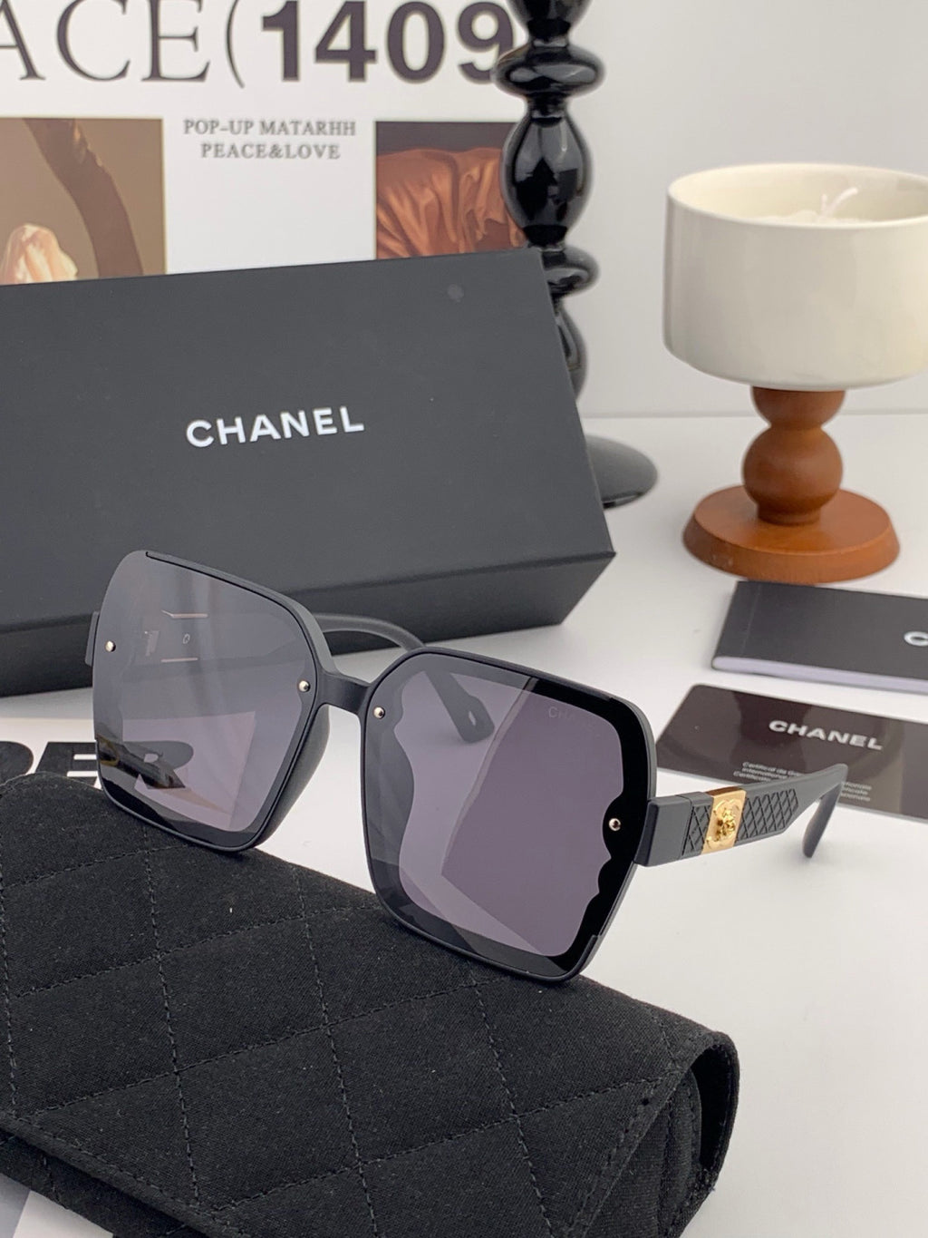Chanel CH1855 Polarized Square Black Lens Sunglasses for Women - detail image 2