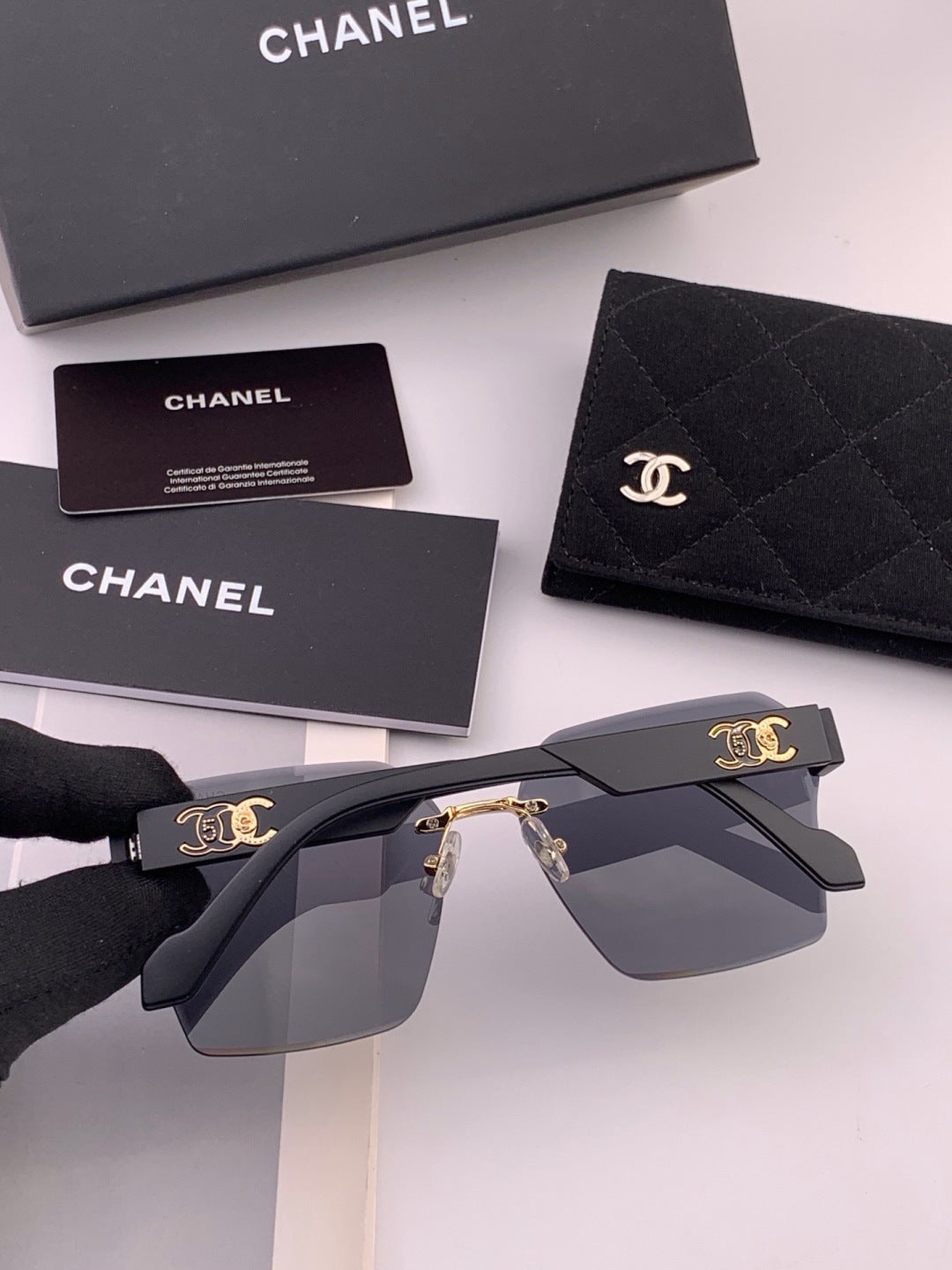 Chanel CH8851 Polarized Square Gold Lens Sunglasses for Women - 398564 - detail image 4