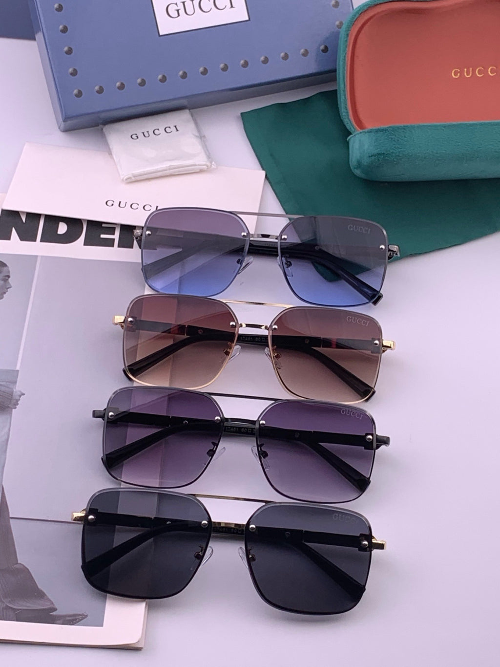 Gucci G11746 Aviator Black Lens Sunglasses for Men & Women - detail image 8