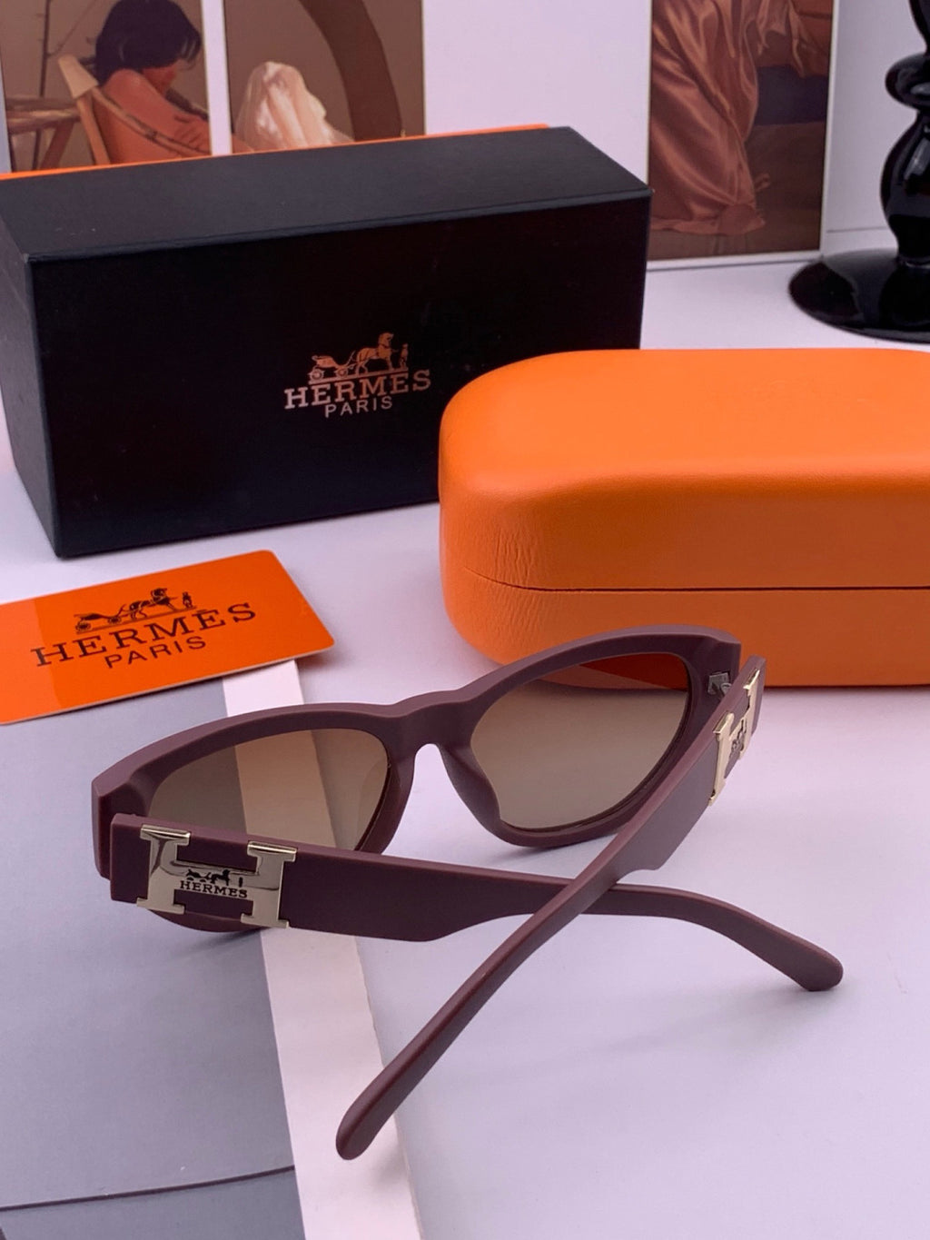 Hermès H37005 Square Red Lens Sunglasses for Men & Women - 399442 - detail image 6