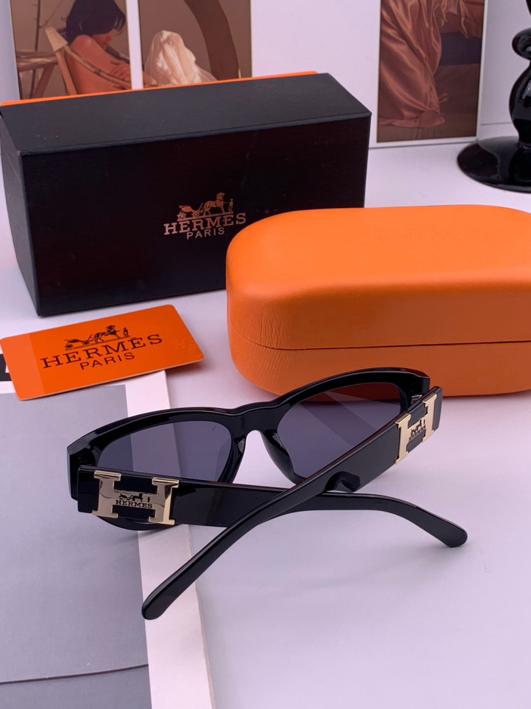 Hermès H37005 Square Black Lens Sunglasses for Men & Women - 399443 - detail image 5