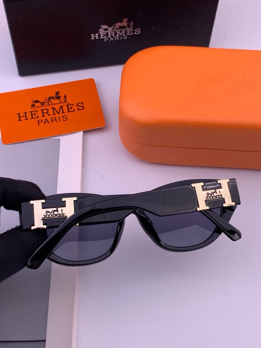 Hermès H37005 Square Black Lens Sunglasses for Men & Women - 399443 - detail image 4