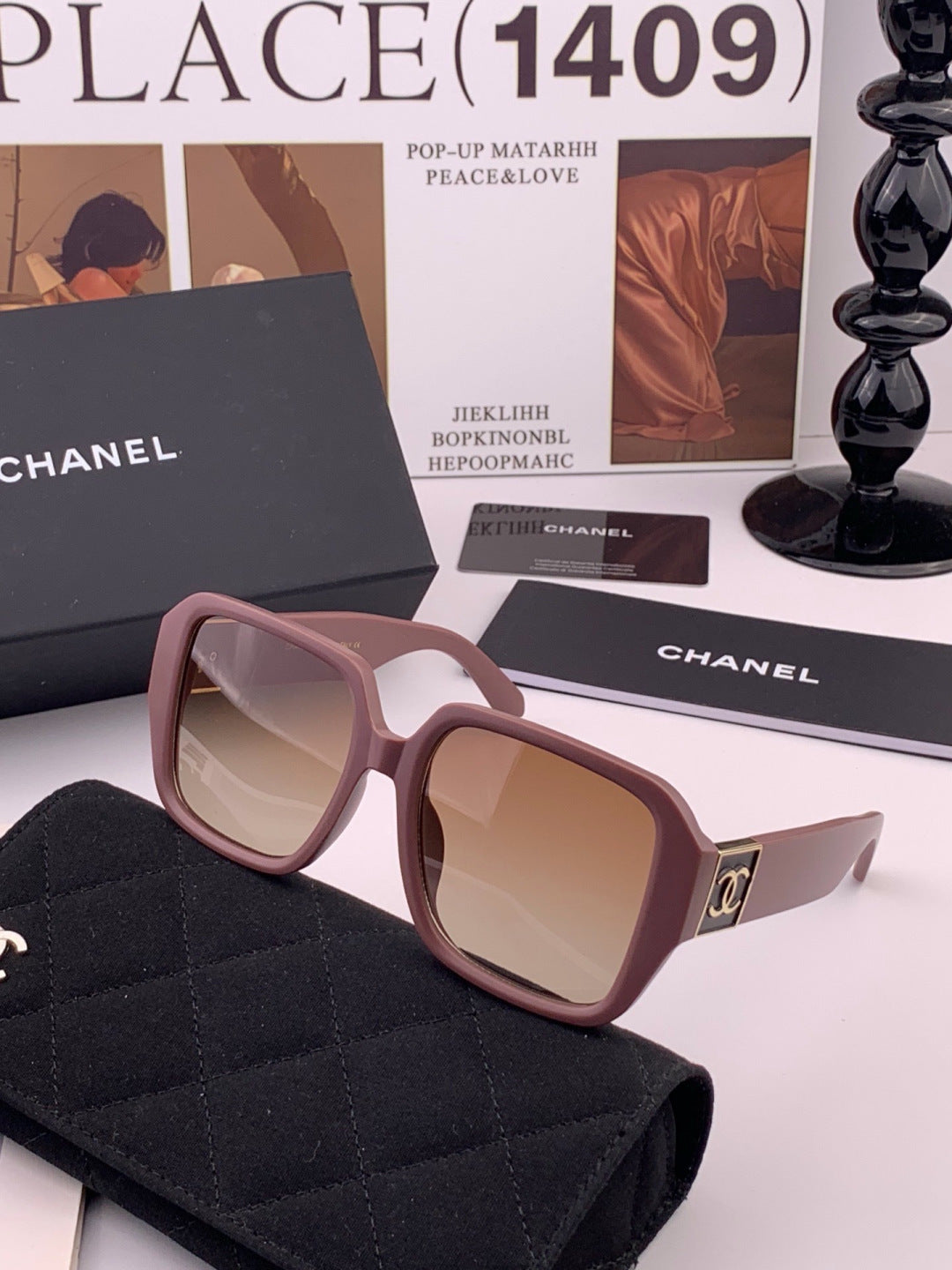 Chanel CH87004 Oversized Red Lens Sunglasses for Men & Women - 398649