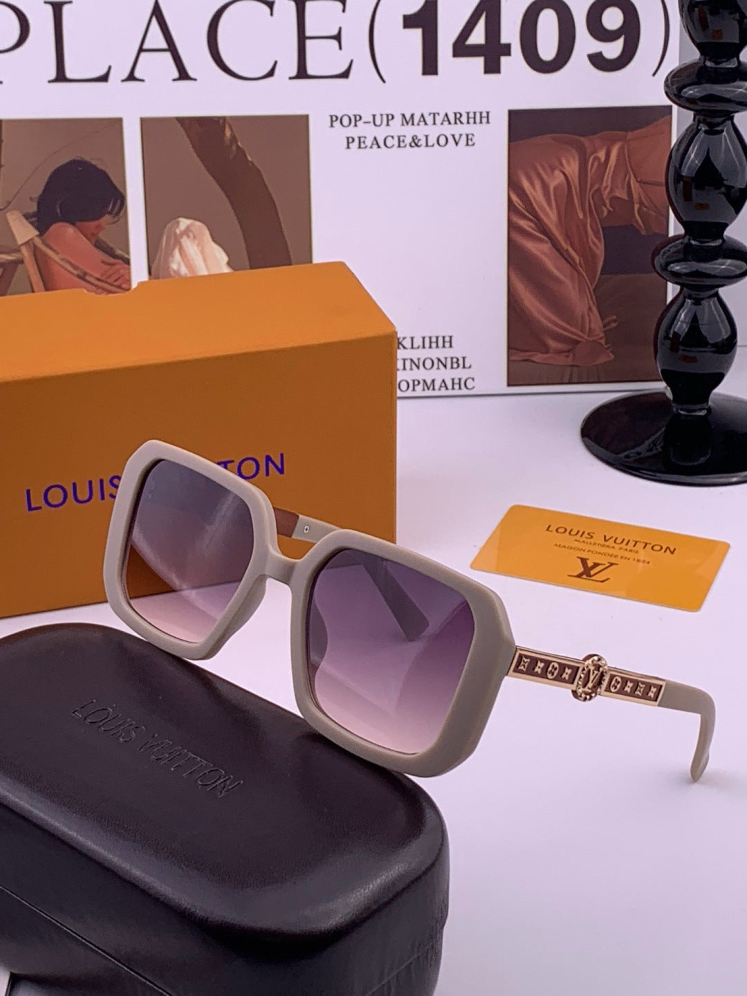 Louis Vuitton L37007 Oversized Brown Lens Sunglasses for Men & Women - 398207 - detail image 2