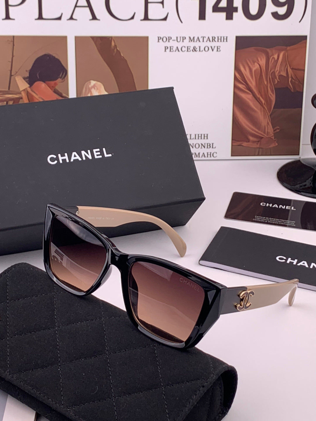 Chanel CH1311 Polarized Square Black Lens Sunglasses for Men & Women - 398636 - detail image 2