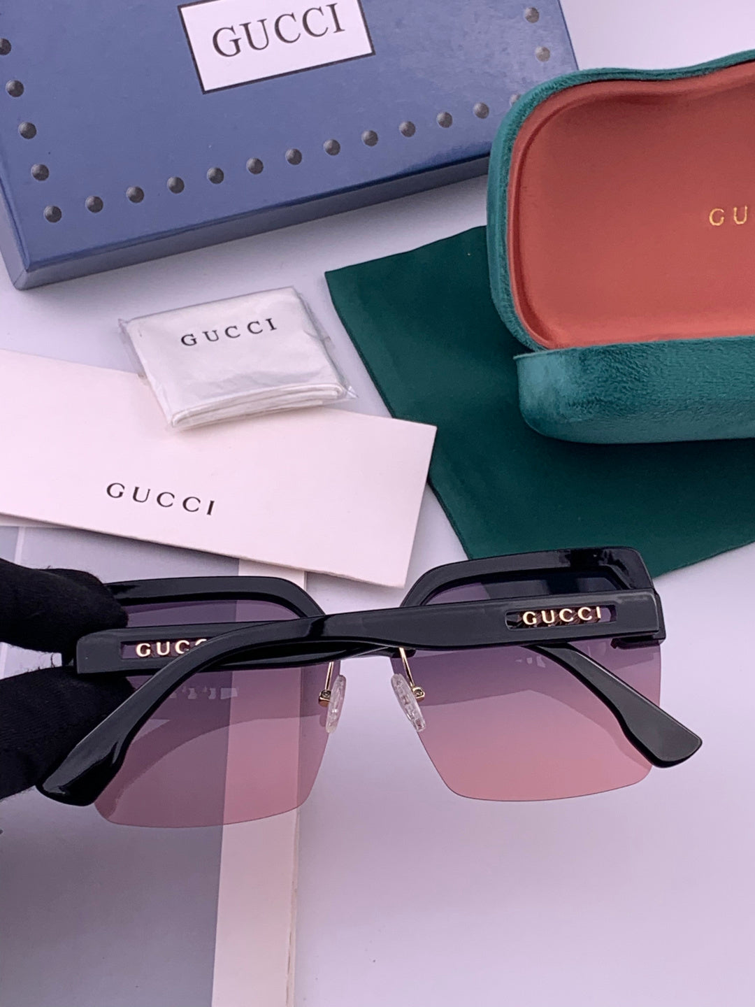 Gucci 2592 Polarized Square Gold Lens Sunglasses for Men & Women - 398275 - detail image 4